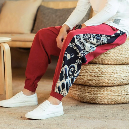 Dynasty Dragon Cotton-Linen Pants